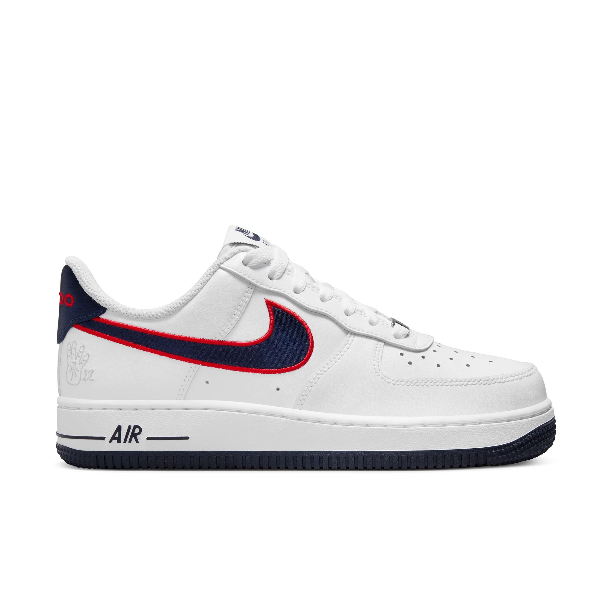 White air force 1 with red and blue check sale