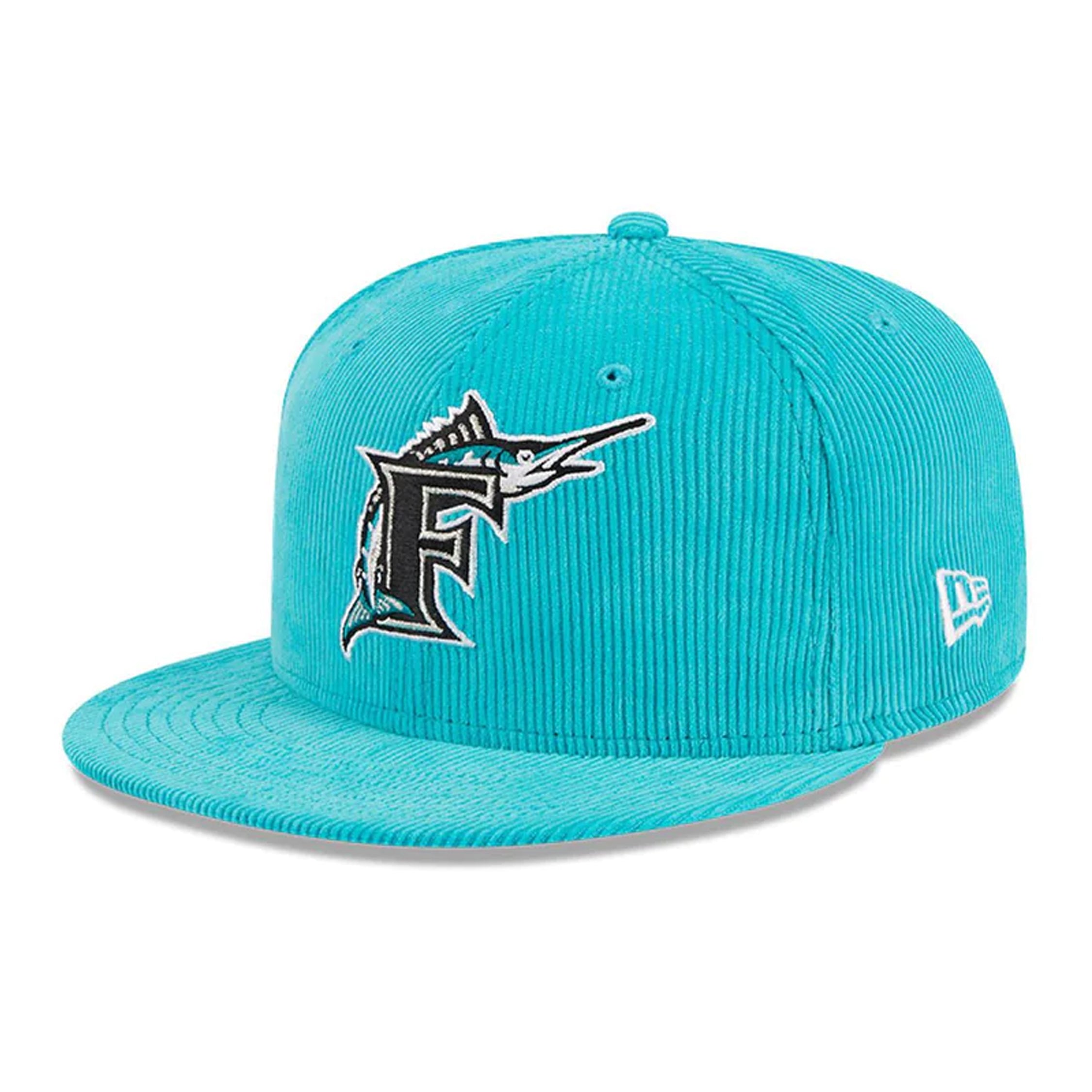 Miami Marlins Hat Cap Fitted Mens 7 1/4 Black Teal New Era MLB
