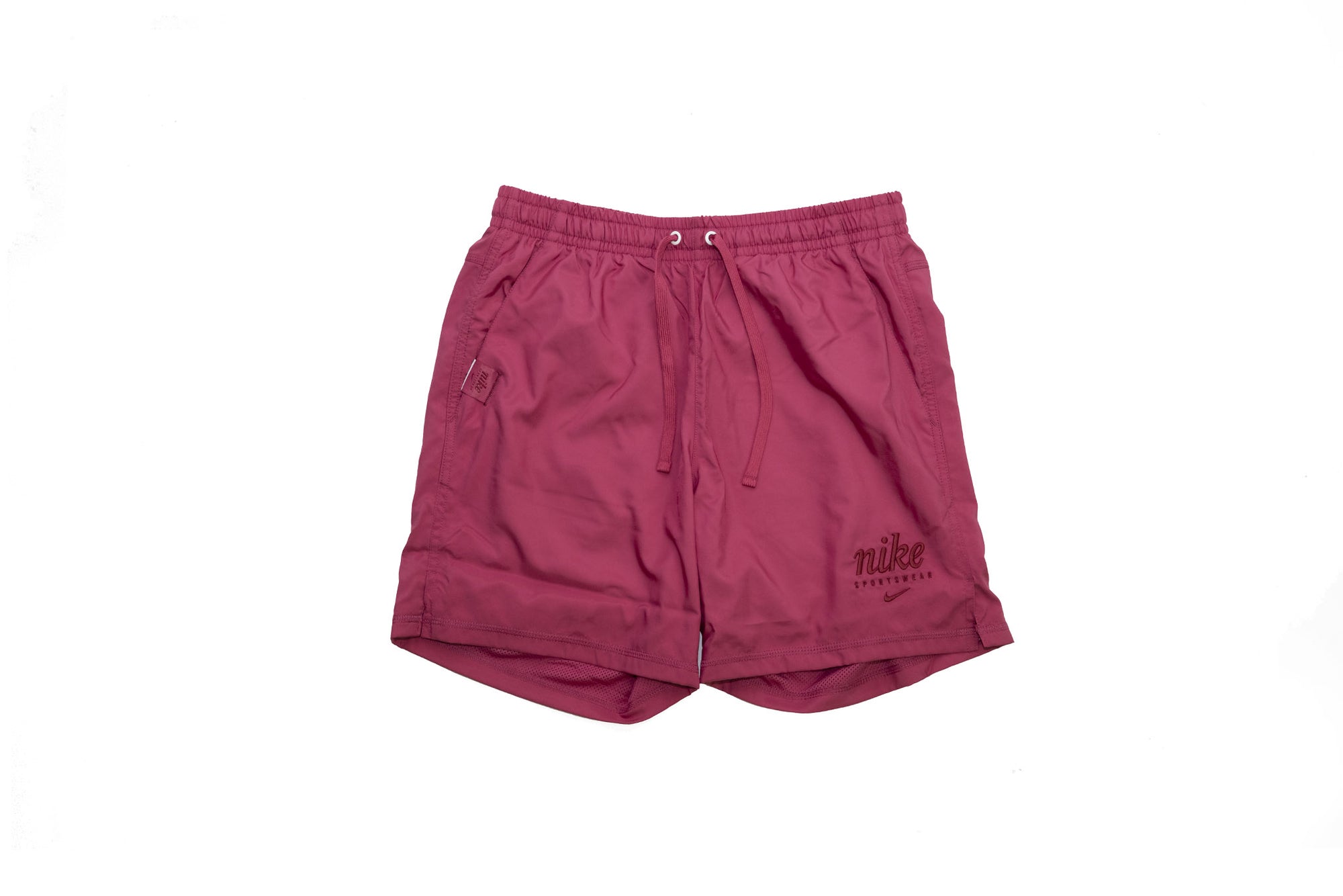 nike woven logo shorts burgundy