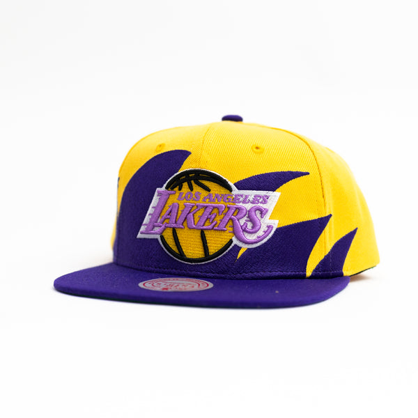 Mitchell & Ness LA Lakers Blue and White Shark Tooth Mens Snapback Hat  Cap NEW