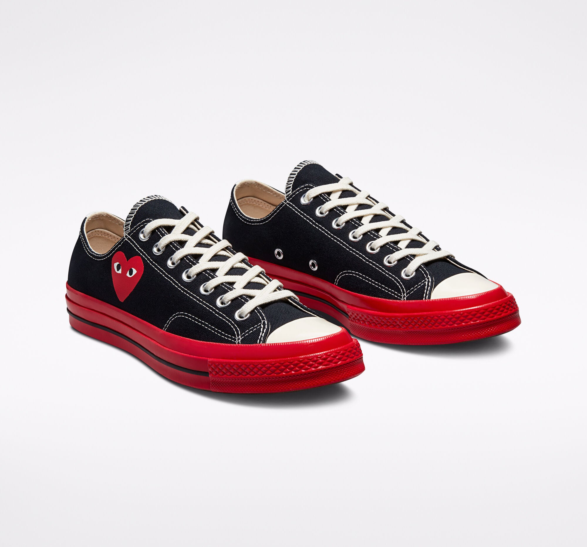 CDG PLAY X CONVERSE RED SOLE BLACK LOW TOP SNEAKERS – The Modern Shop